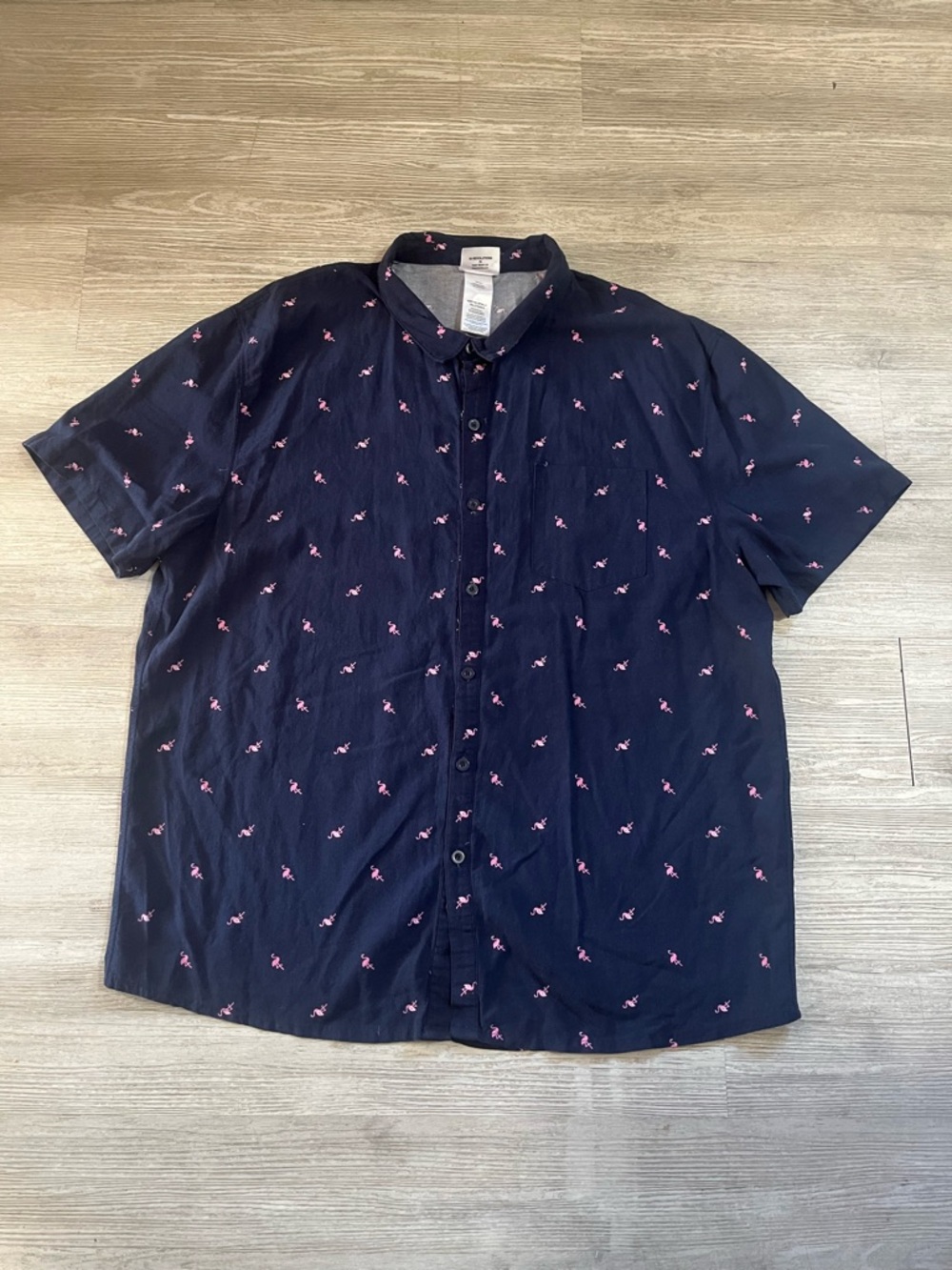 33 Revolutions Button Up Blue Flamingo Light Weight Summer XXL